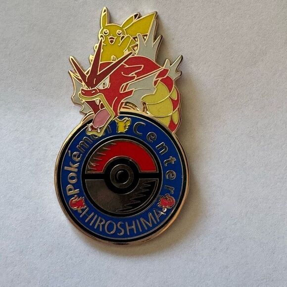 Pokemon Center Hiroshima Limited Edition Pin Badge Pikachu Gyarados Japan 2025 - Picture 1 of 3